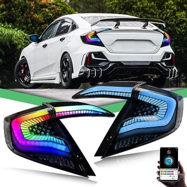 Imagem de letsdate Luzes traseiras LED RGB / reais para Honda Civic 2016-2021, 10ª geração apenas para sedans cívicos, sequencial, Plug & Play (1 par, RGB)
