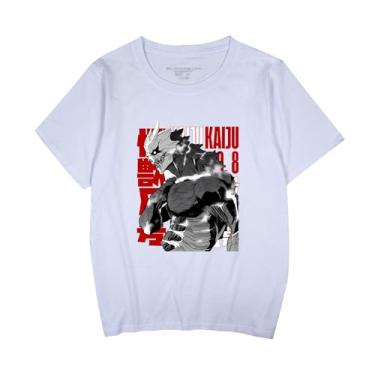 Imagem de Camiseta Kaiju No.Eight unissex manga curta gola redonda algodão cosplay plus size 5GG 2024 nova mercadoria anime, Branco - C, GG