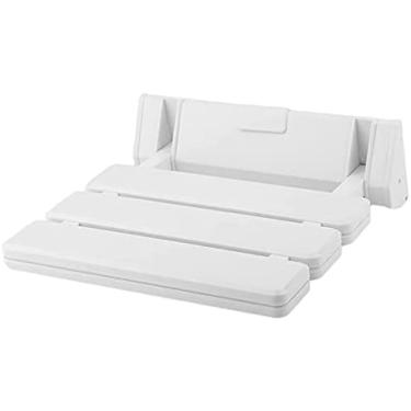 Imagem de Banco de chuveiro montado na parede, assento de chuveiro dobrável com folha rebatível, banco de banho que economiza espaço para banho de idosos com deficiência e mobilidade limitada, cadeira