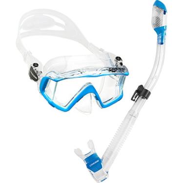 Imagem de Kit de máscara panorâmica e snorkel seco Cressi para snorkeling, mergulho | Pano 3 e supernova seco: projetado na Itália, Clear/Blue