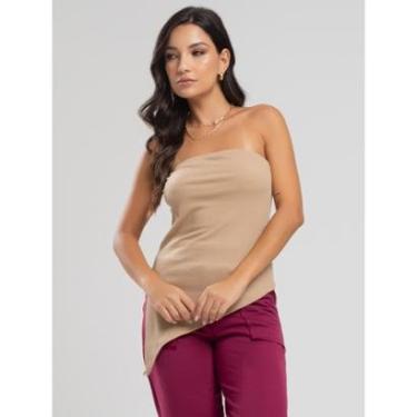 Imagem de Blusa Tomara Que Caia Assimétrica Fenda Lateral Canelada Moda Casual Feminina-Feminino