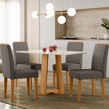 Imagem de Mesa de Jantar Retangular New Ceval Amsterdam com 4 Cadeiras Estofadas e Revestidas 