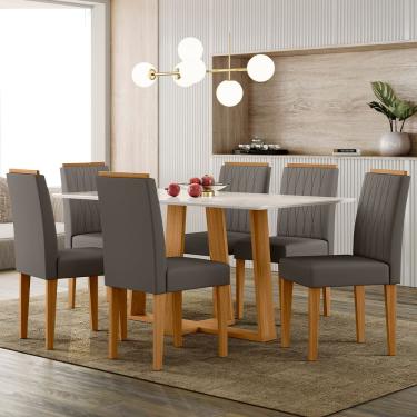 Imagem de Mesa de Jantar Retangular New Ceval Amsterdam com 6 Cadeiras Estofadas e Revestidas
