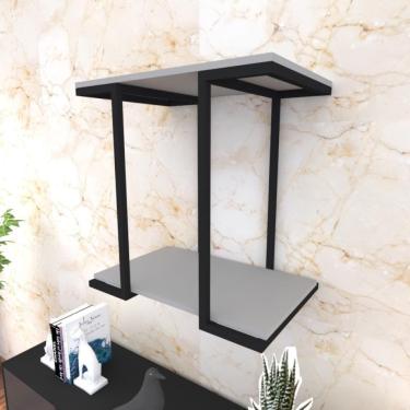 Imagem de Prateleira Industrial Suspensa Estante Parede Nicho Cinza Cozinha Escritorio Sala Quarto Infantil