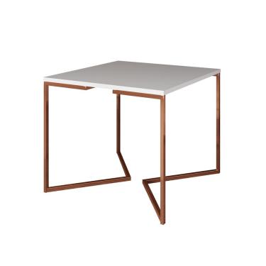 Imagem de Mesa Jantar Industrial Branca Quadrada 90cm Base Cobre V