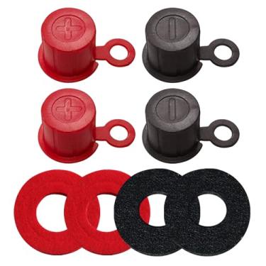 Imagem de Ampper Tampas de poste de bateria de plástico superior, protetor de isolador de tampa de terminal de bateria com arruelas para carro, veículo, trailer e barco (tampa, 2 conjuntos)