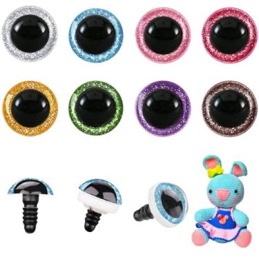 Imagem de MUCUNNIA 120 peças de olhos de segurança de 12 mm para Amigurumi Glitter plástico olhos de segurança para crochê com arruelas artesanato olhos de boneca para crochê animais de pelúcia bichos de