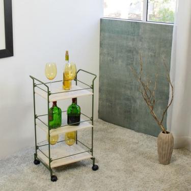 Imagem de Carrinho de Bebidas Decorativo Retangular 3 Andares Verde Oliva/Legno