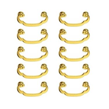 Imagem de 10 peças puxadores de gaveta de bar vintage puxadores decorativos antigos puxadores de liga de zinco para móveis caixa de madeira baú(Bright gold)