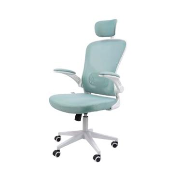 Imagem de Cadeira Ergonômica Eurynom, Giratória, para Escritório e Home Office, com Encosto Reclinável (Modo Balanço), Braços Pivotantes, Apoio de Cabeça, Apoio Lombar (Azul Esverdeado)