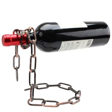 Imagem de Suporte para garrafa de vinho Betan Novidade Magic Rack / suporte para garrafa de vinho de corrente de aco flutuante - mantem as garrafas no ar (Bronze)