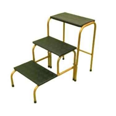 Imagem de Escada Escadinha 3 Degraus Dourada Maca Estética Dobrável