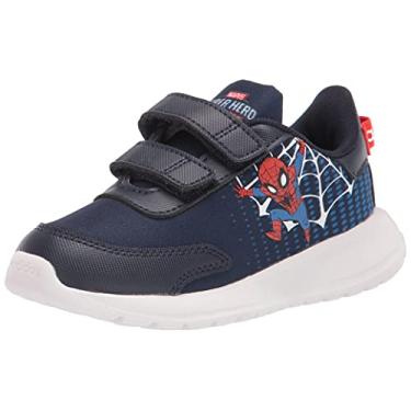 Imagem de adidas Tênis de corrida unissex infantil Tensaur, Tinta/Branco/Azul, 4 Toddler