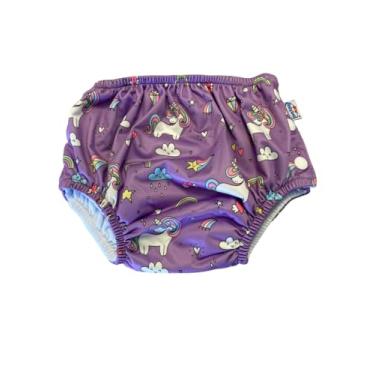 Imagem de Fralda Sunga para Bebê Piscina Reutilizável Impermeável - Sunga Calcinha Biquini Natação Infantil Ecológica (Unicórnio, Médio)