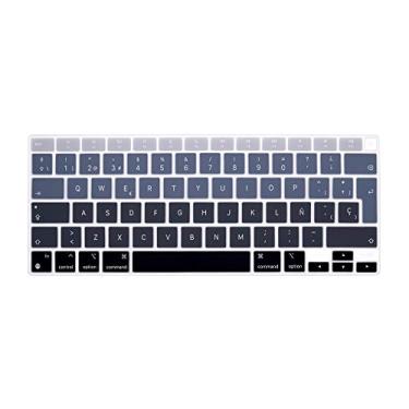 Imagem de HRH Capa de silicone para teclado ESP em espanhol para MacBook Air 33.8 cm 33.0 cm 2020 com processador M1 (modelo A2337) protetor de acessórios Touch ID, cinza ombré