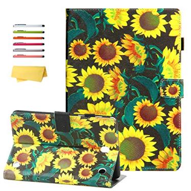 Imagem de Capa UUcovers para tablet Galaxy Tab A 8,0 polegadas 2015 SM-T350/T355/P350/P355, com bolso para lápis [despertar/hibernar automático] Capa magnética inteligente de couro PU para Samsung Tab A 8.0 T350, girassol
