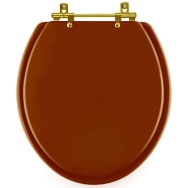 Imagem de Assento Sanitário Convencional Oval Universal Caramelo com Ferragem Dourada