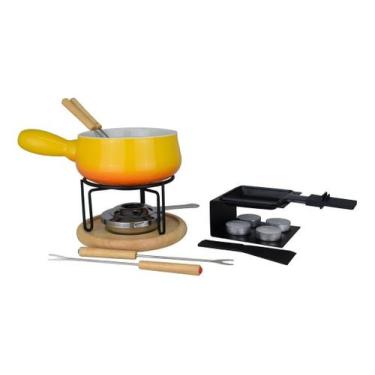 Imagem de Conjunto Raclette Preto Fondue Amarelo 16 Pç 1256/109 - Brinox