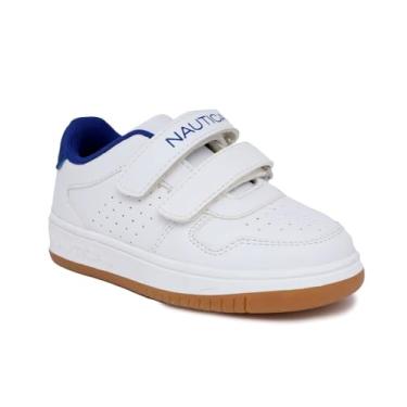 Imagem de Nautica Tênis infantil de alça dupla | Sapatos esportivos casuais para meninos e meninas | Ajuste durável e confortável para crianças pequenas e pequenas, Branco Colbalt-stafford, 6 Toddler
