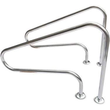 Imagem de Corrimãos de piscina de 49 polegadas, trilhos de piscina de aço inoxidável 304, corrimãos de segurança para escadas de spa, com acessórios de montagem completos, prata