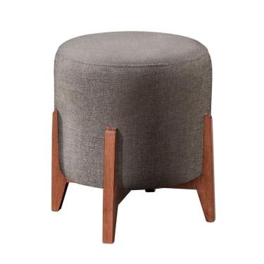 Imagem de Puff Banqueta Thor Luxo Madeira Maciça Castellar Móbile Linho Cappuccino