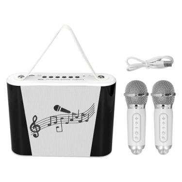 Imagem de Máquina de karaokê Infantil, Mini Portátil, Alto-falante de karaokê, Microfone, Alto-falante Colorido para Reuniões Familiares (Microfone duplo branco)