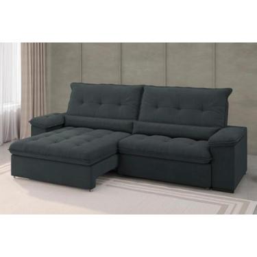 Imagem de Sofá Alion Retrátil/Reclinável 4 Lugares Suede Cinza 2,15m - XFlex Sof