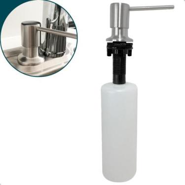 Imagem de Dispenser Porta Detergente 500ml Inox Escovado Dosador De Embutir Pia 