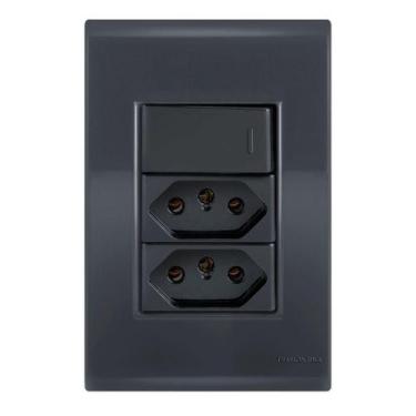 Imagem de Conjunto 1 Simples + 2 Tomadas 20A - Tramontina Liz Grafite