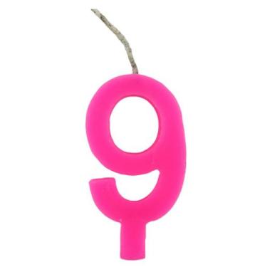 Imagem de Vela Para Festa De Aniversário Nº 9 Cor Rosa Com 1 Unidade - Festhamir