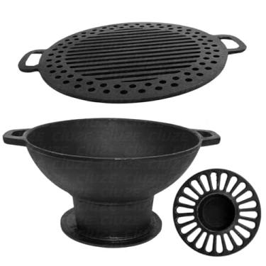 Imagem de Churrasqueira Gengiskan Redonda de Ferro com Chapa Grelha Reta