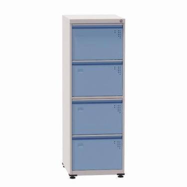 Imagem de Arquivo de Aço com 04 Gavetas Especial Pandin 1,36 m Cinza e Azul Dali