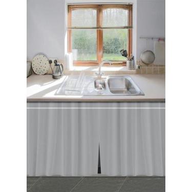 Imagem de Cortina Para Pia de Cozinha Cinza 1,38x0,80m - Vida Pratika, Cinza