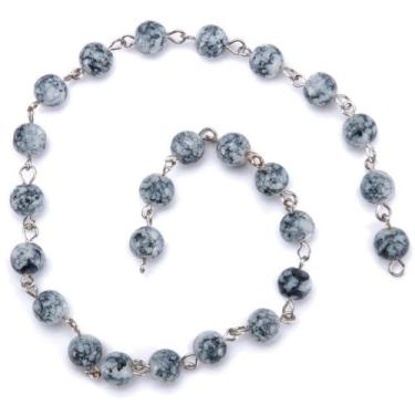 Imagem de Corrente de contas de anjo lua azul, 35 cm, 1/pacote, 6/8 mm, contas de vidro de mármore preto