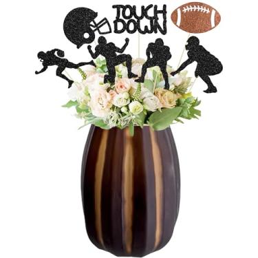 Imagem de Gyufise 14Pcs Football Birthday Party Centerpiece Sticks Double Sided Rugby Ball Table Toppers Sports Theme Birthday Party Decoration for Football Touch Down Baby Shower Party Supplies
