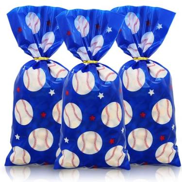 Imagem de Sacos de brindes de celofane para bola de tênis, 50 peças de sacolas esportivas para lembrancinhas de festa com 50 laços dourados, sacos de doces, saco de embalagem de biscoito para lanches para