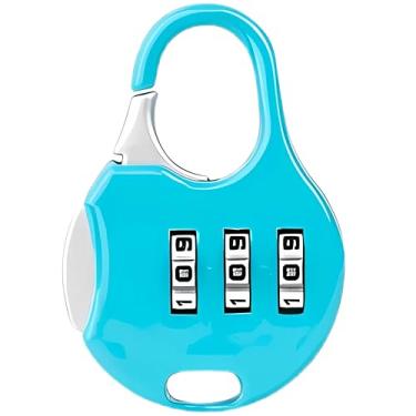 Imagem de Cadeado com Senha 3 Dígitos – Proteção Armários Malas Maletas – Antifurto Compacto Seguro Durável (Azul)