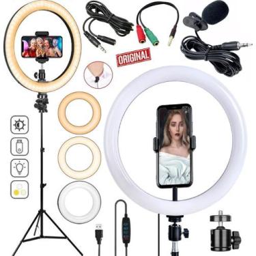 Imagem de Kit Youtuber Tripé Profissional Celular Luz Flash Ring Light Iluminado