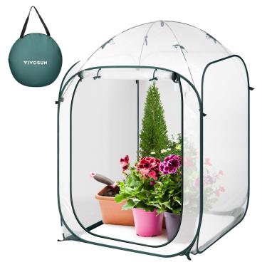Imagem de VIVOSUN Estufa Portátil de 39 X 39 X 63", com Tampa de Pvc e Base Removível, Pop-Up e Dobrável Instantâneos, Mini Estufa com Porta de Enrolar e Janela de Malha para Ambientes Internos e Externos, Cord