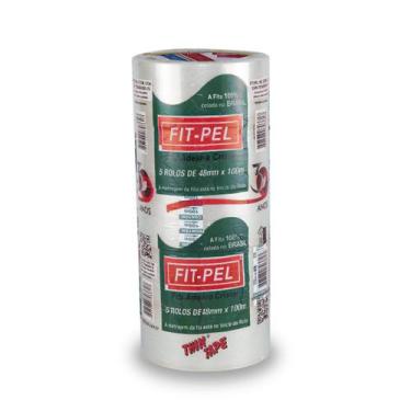 Imagem de Kit C/5 Fita Adesiva Larga 48mm X 100m Rolo Transparente - FITP