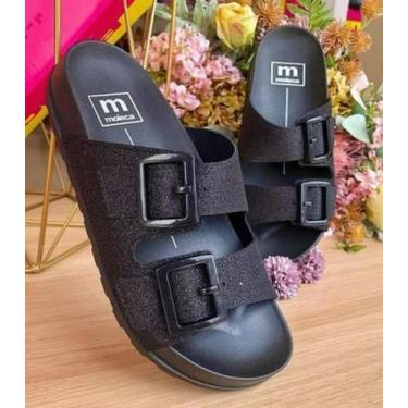 Imagem de Chinelo Feminino Fivela Moleca Slide Glitter Original, Preto glitter, 
