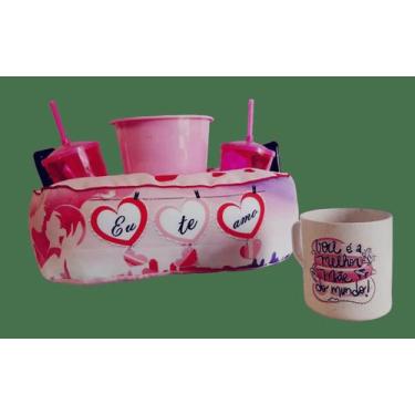 Imagem de Almofada Porta Pipoca Dia das Mães Eu te Amo + Caneca - Maria dos Reis