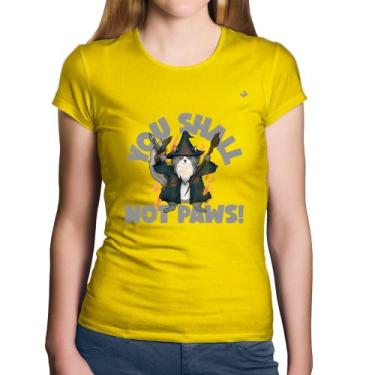 Imagem de Baby Look Algodão You shall not paws - Foca na Moda, Amarelo, GGG