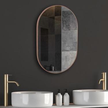 Imagem de Espelho de Vidro Oval Londres com Borda em MDF Cru 50x40cm - Papel e P