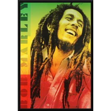 Imagem de Poster Com Moldura Bob Marley Rasta Arte Quadro 44x32cm - Fanarte