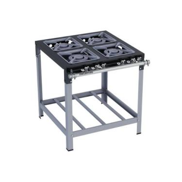 Imagem de Fogão Industrial 4 bocas Duplas 30X30 Luxo Metalmaq, Gás de Botijão (G