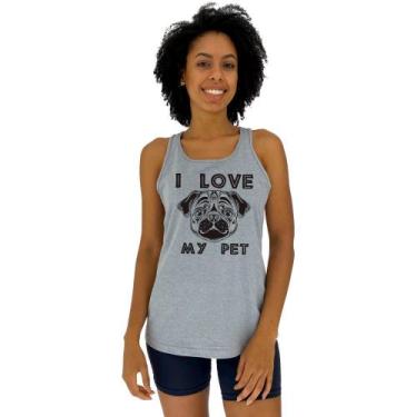 Imagem de Regata Feminina Recorte Nadador MXD Conceito I Love My Pet, EGG, Mescl