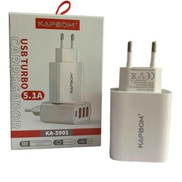 Imagem de Fonte Carregador Turbo Branco Entrada Usb E Tipo C - Ka-5901 - Kapbom