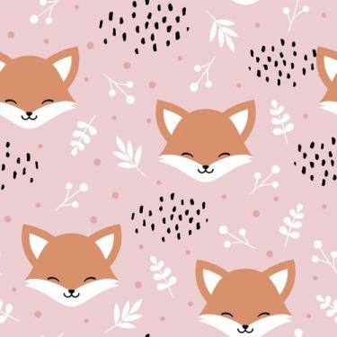 Imagem de Papel De Parede Adesivo Raposinha Fofo Rosa Quarto Infantil 5m - Bazar