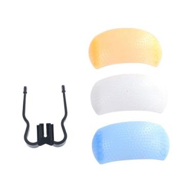 Imagem de Kit de capa de difusor de flash pop-up 3 em 1 de 3 cores, difusor de flash universal ajustável de plástico profissional para câmeras DSLR SLR